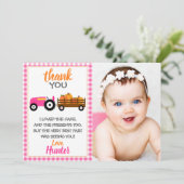 Roze pompoentractor Hartelijk dank Bedankkaart (Staand voorkant)