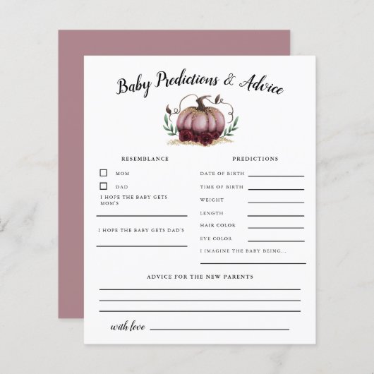 Roze pompoenvoorspelling en advies Kaart (Voorkant / Achterkant)