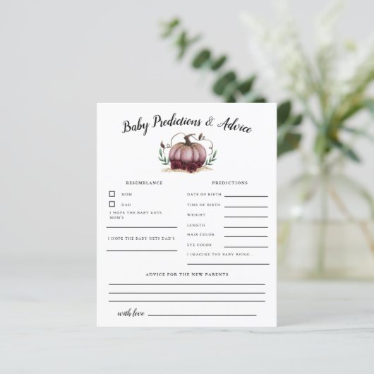 Roze pompoenvoorspelling en advies Kaart (Staand voorkant)