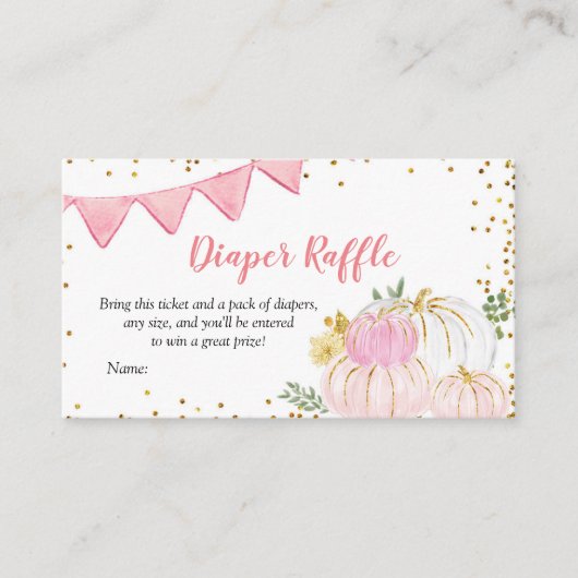 Roze pompoenwagen, luierriffelkaart informatiekaartje (Voorkant)