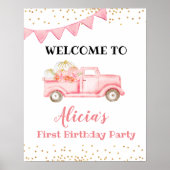 Roze pompoenwagen — Welkomstbord Poster (Voorkant)