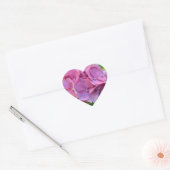 Roze Pompom Hortensia Bloem Hart Sticker (Envelop)