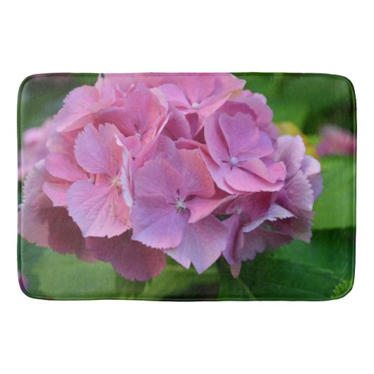 Roze Pompom Hydrangea Hortensia Bloem Badmat (Voorkant)