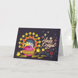 Roze Pongal Pot op Donkerblauw Kaart