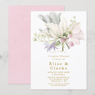 Roze pony Anemone Gold Couples Shower Invite