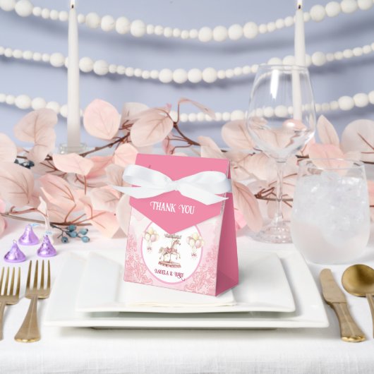 Roze Pony-Baby shower Favoriet Dank u Box Bedankdoosjes (Huwelijk)