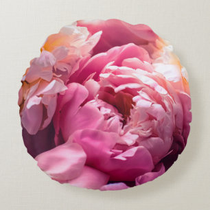 Roze pony-bloemen als florale kunstachtergrond, bo rond kussen