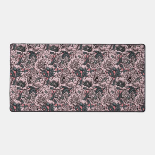 Roze pony-bloemen en -moten bureaumat (Voorkant)