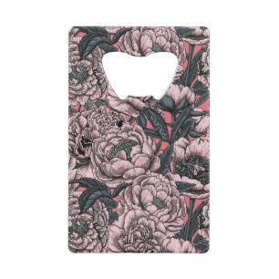 Roze pony-bloemen en -moten creditkaart flessenopener