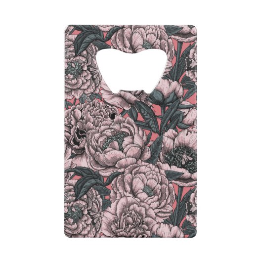 Roze pony-bloemen en -moten creditkaart flessenopener (Voorkant)