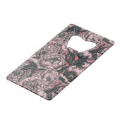 Roze pony-bloemen en -moten creditkaart flessenopener (Achterkant Gekanteld)