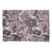 Roze pony-bloemen en -moten kussensloop (Voorkant-Links)