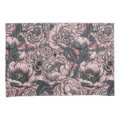 Roze pony-bloemen en -moten kussensloop (Voorkant-Rechts)