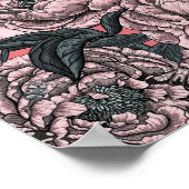 Roze pony-bloemen en -moten poster (Hoek)