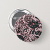 Roze pony-bloemen en -moten ronde button 5,7 cm (Voorkant /achterkant)