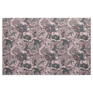 Roze pony-bloemen en -moten stof