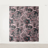 Roze pony-bloemen en -moten wandkleed (Voorkant)