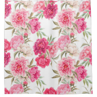 Roze pony bloemen naadloos patroon douchegordijn