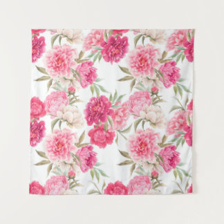 Roze pony bloemen naadloos patroon wandkleed