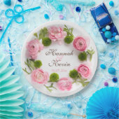 Roze pony-bloemen papieren bordje (Feest)