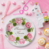 Roze pony-bloemen papieren bordje (Feest)