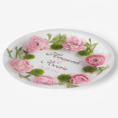 Roze pony-bloemen papieren bordje (Gekanteld)