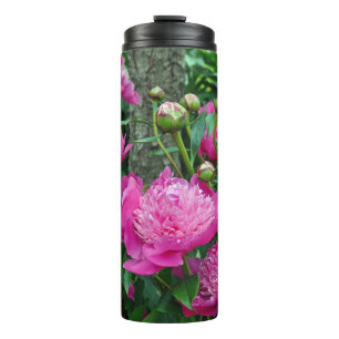Roze pony-bloemen thermosbeker