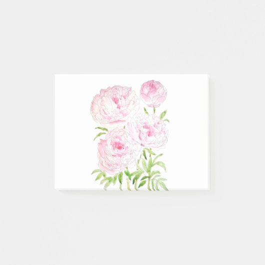 roze pony bloemen waterverf en inkt post-it® notes (Voorkant)