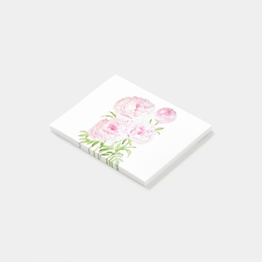 roze pony bloemen waterverf en inkt post-it® notes (Schuin)