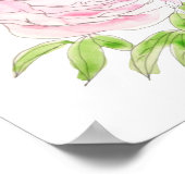 roze pony bloemen waterverf en inkt poster (Hoek)