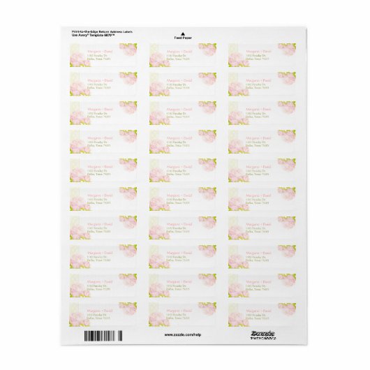 Roze Pony Blooms Weddenschap Return Address Etiket (Full Sheet)