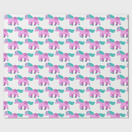 Roze Pony Cadeaupapier (Vlak)