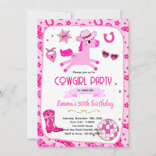 Roze Pony cowgirl feest uitnodiging