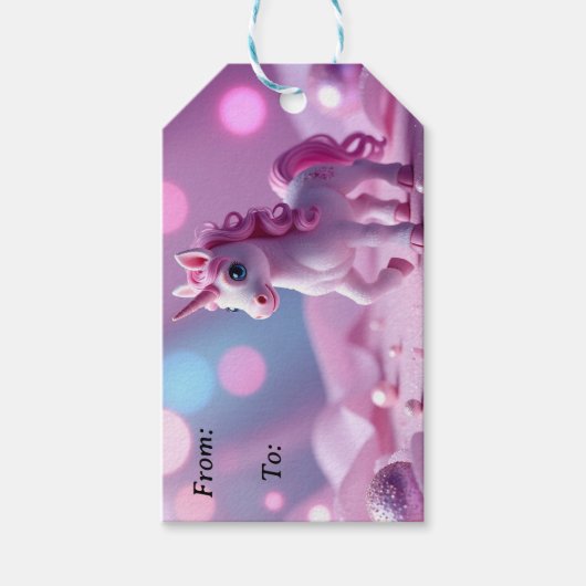 Roze Pony Eenhoorn Cadeaubijslage Cadeaulabel (Voorkant)