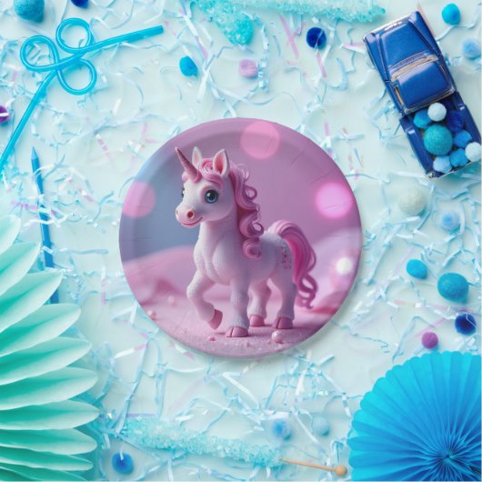 Roze Pony Eenhoorn Papier Borden Papieren Bordje (Feest)