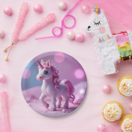 Roze Pony Eenhoorn Papier Borden Papieren Bordje