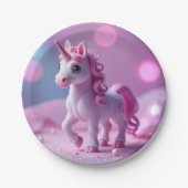 Roze Pony Eenhoorn Papier Borden Papieren Bordje (Voorkant)