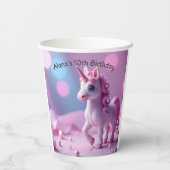 Roze Pony Eenhoorn Papieren Bekers (Achterkant)