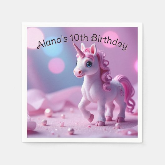 Roze Pony Eenhoorn Papieren servetten (Voorkant)