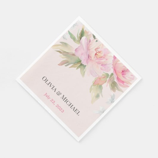 Roze pony Elegant Waterverf Wedding Napkins Servet (Hoek)