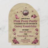 Roze Pony Feest Kaart (Voorkant / Achterkant)