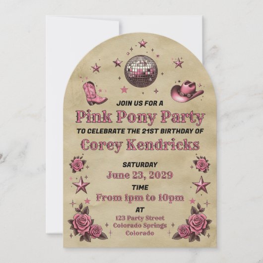 Roze Pony Feest Kaart (Voorkant)