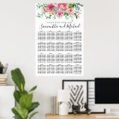 Roze pony Floral 20-Table Wedding Seating Chart Poster (Thuiskantoor)
