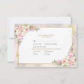 Roze pony Floral Gold Script & Lijst RSVP (Achterkant)