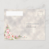 Roze pony Floral Gold Script & Lijst RSVP Uitnodiging Briefkaart (Achterkant)