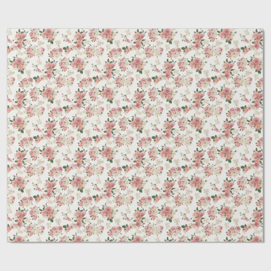 Roze  Pony Flower Floral Pattern Cadeaupapier (Vlak)