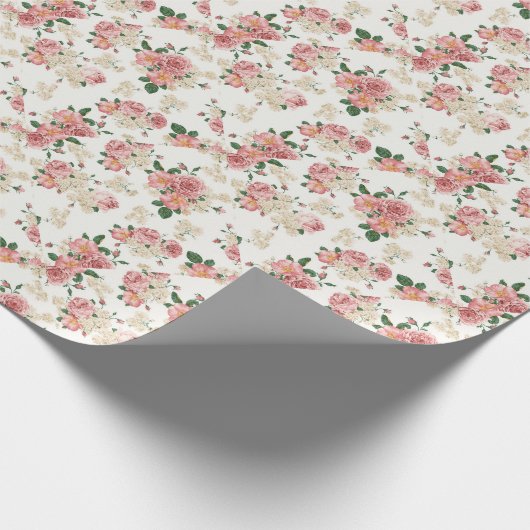 Roze  Pony Flower Floral Pattern Cadeaupapier (Hoek)