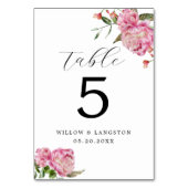 Roze pony Flower Weddenroletabel Number Kaart (Achterkant)