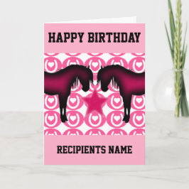 Roze Pony gepersonaliseerde verjaardag Kaart voor 