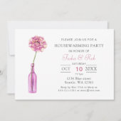 Roze pony Glass Fles Vase Housewarming Kaart (Voorkant)